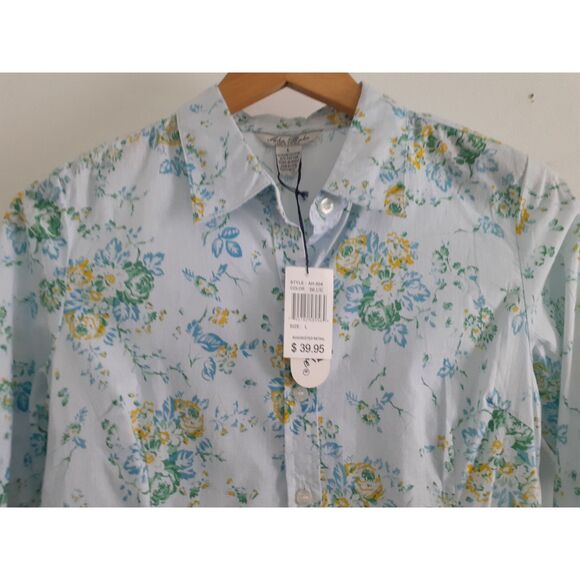 Soho Babe New York Light Blue Florals LS ButtonUp Shirt Jr. Sz Large NWT - Picture 7 of 16